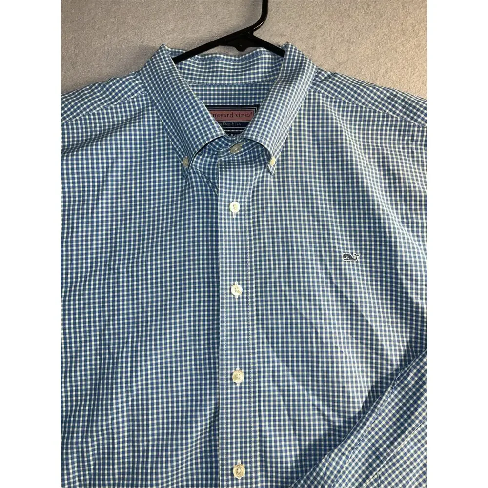 Vineyard Vines Whale Dress Shirt Long Sleeve Plaid Casual Long Sleeve Mens Sz XL
